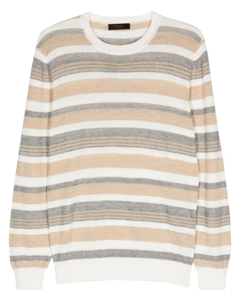 MOORER Gestreifter Elmer-RHA Pullover - Nude Nude