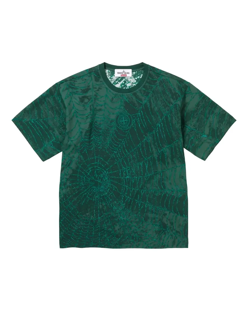 Supreme Being x Stone Island T-Shirt mit Spinnennetz - Grün Grün