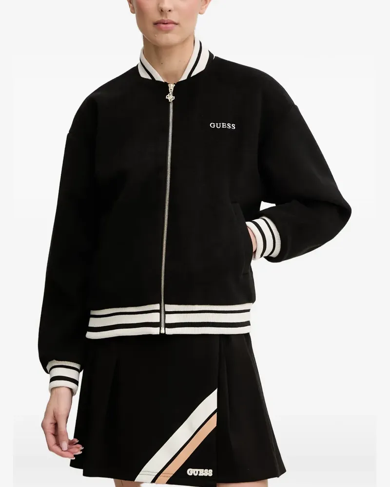 Guess Gestreifte Jacke mit Logo-Stickerei - Schwarz Schwarz