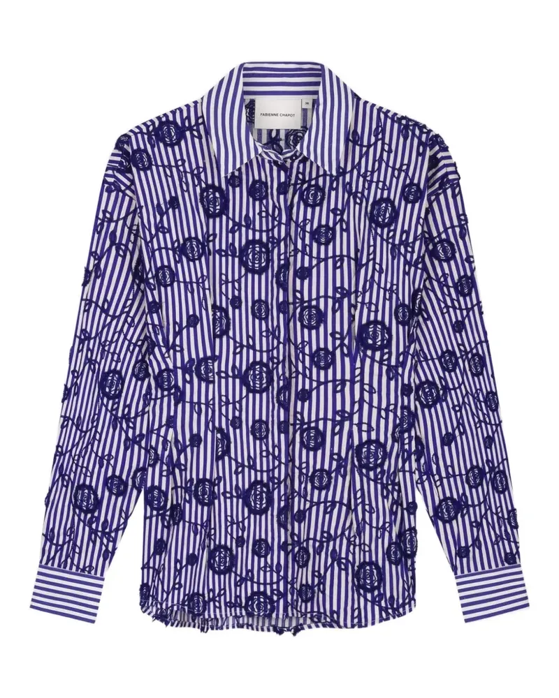 Fabienne Chapot Gestreiftes Hemd mit Blumen - Blau Blau