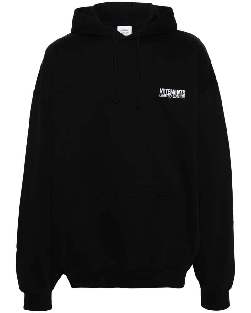 VETEMENTS logo-embroidered hoodie Black