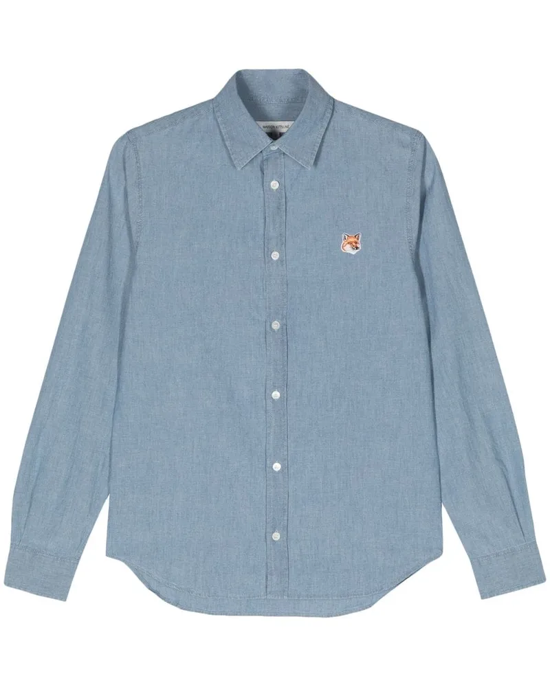 Kitsuné Hemd mit Fox Head-Patch - Blau Blau