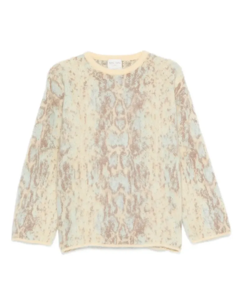 forte_forte Rundhals-Pullover mit Schlangenmuster - Gelb Gelb