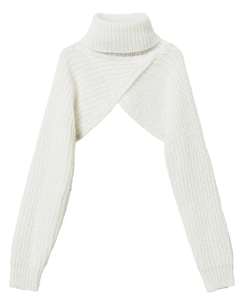 Twin-Set Gestrickter Bolero mit Rollkragen - Weiß Weiß