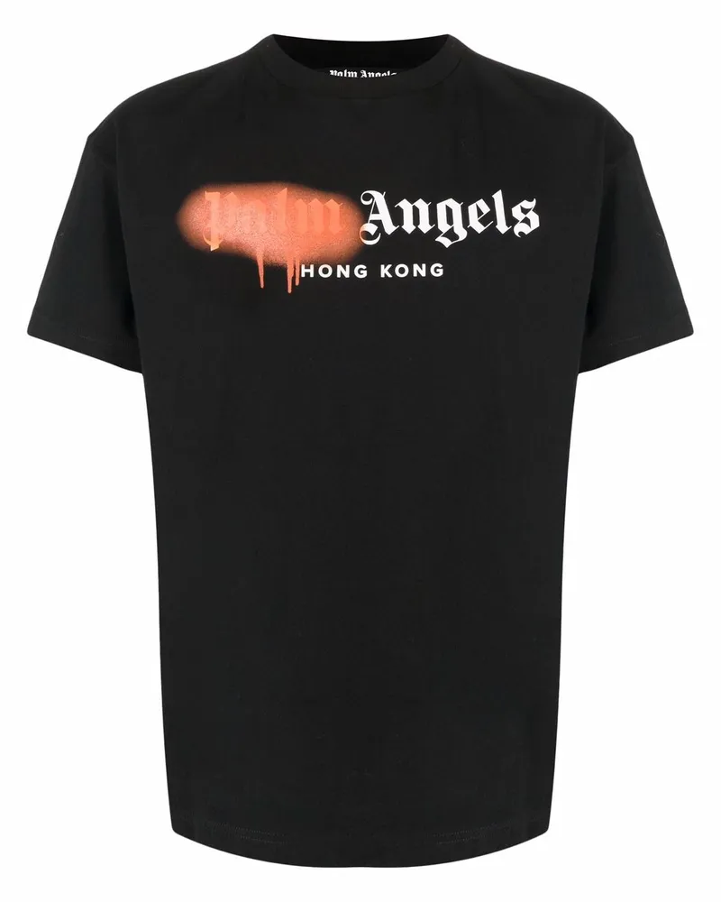 Palm Angels Hong Kong T-Shirt mit Spray-Logo - Schwarz Schwarz