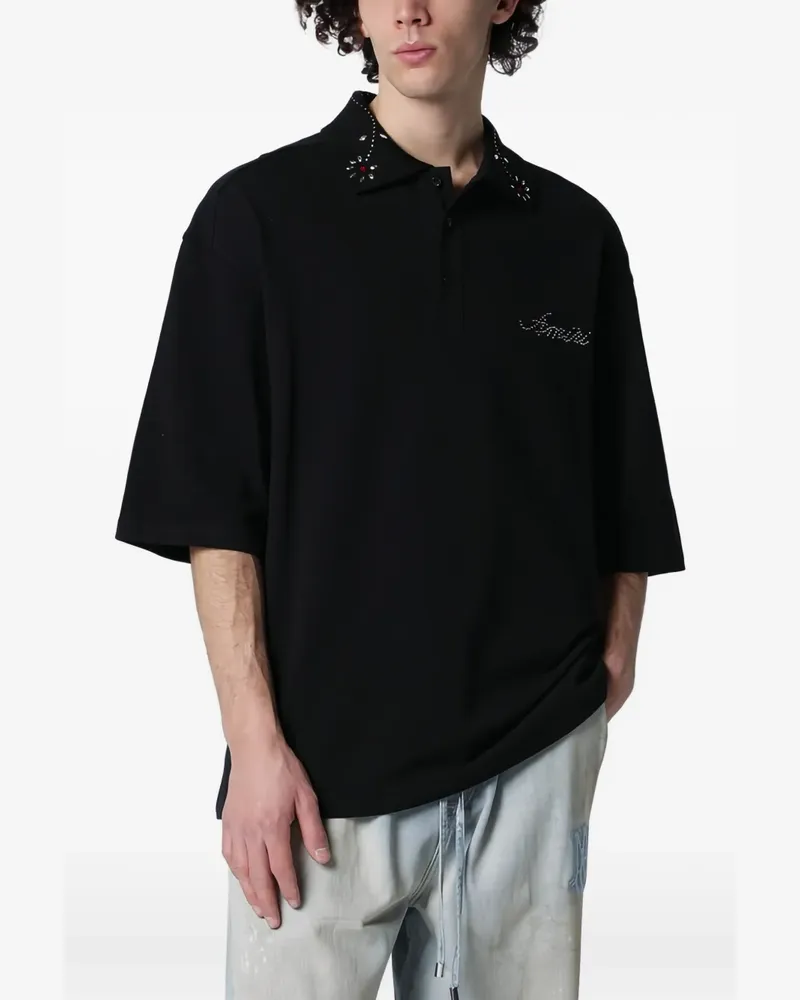 Amiri stud-collar polo shirt - Schwarz Schwarz