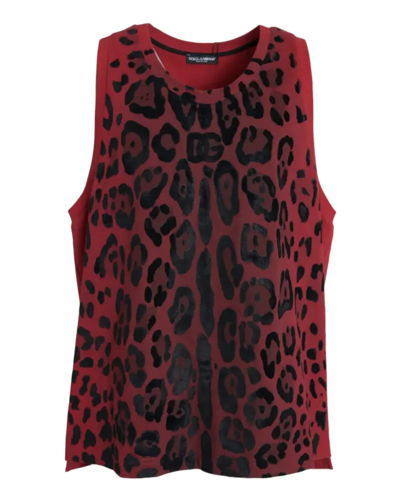 Dolce & Gabbana Gekörntes Tanktop mit Leoparden-Print - Rot Rot