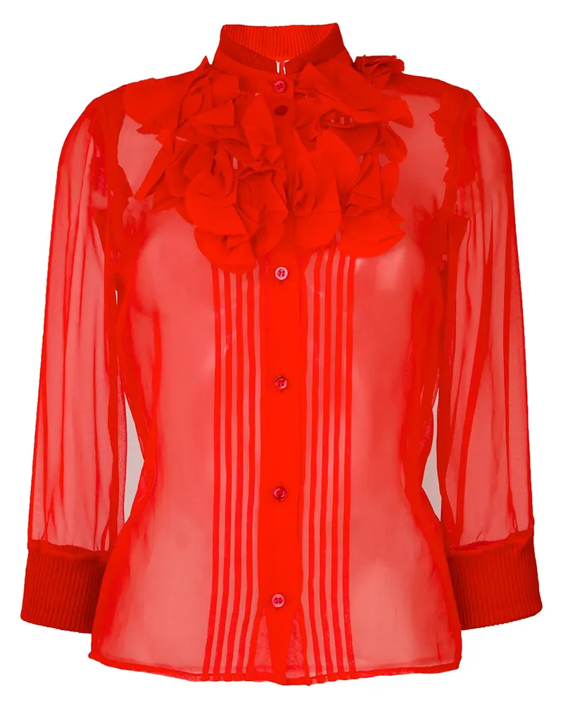 Givenchy sheer frill fitted shirt - Rot Rot