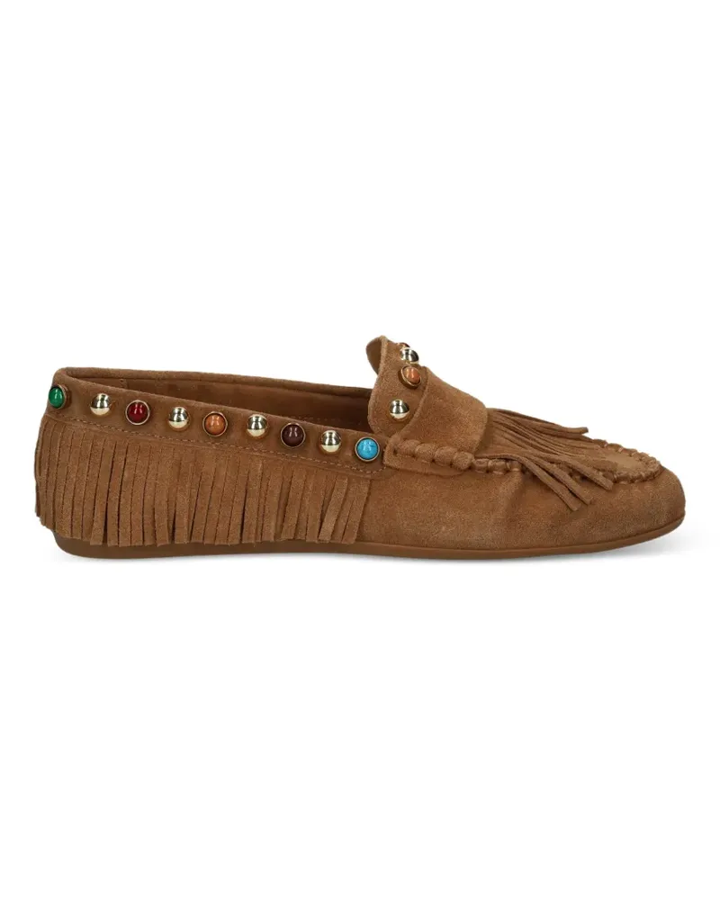 Bibi Lou Guava fringe studded leather loafers - Braun Braun