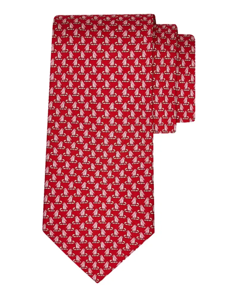 Ferragamo Penguin print silk tie - Rot Rot