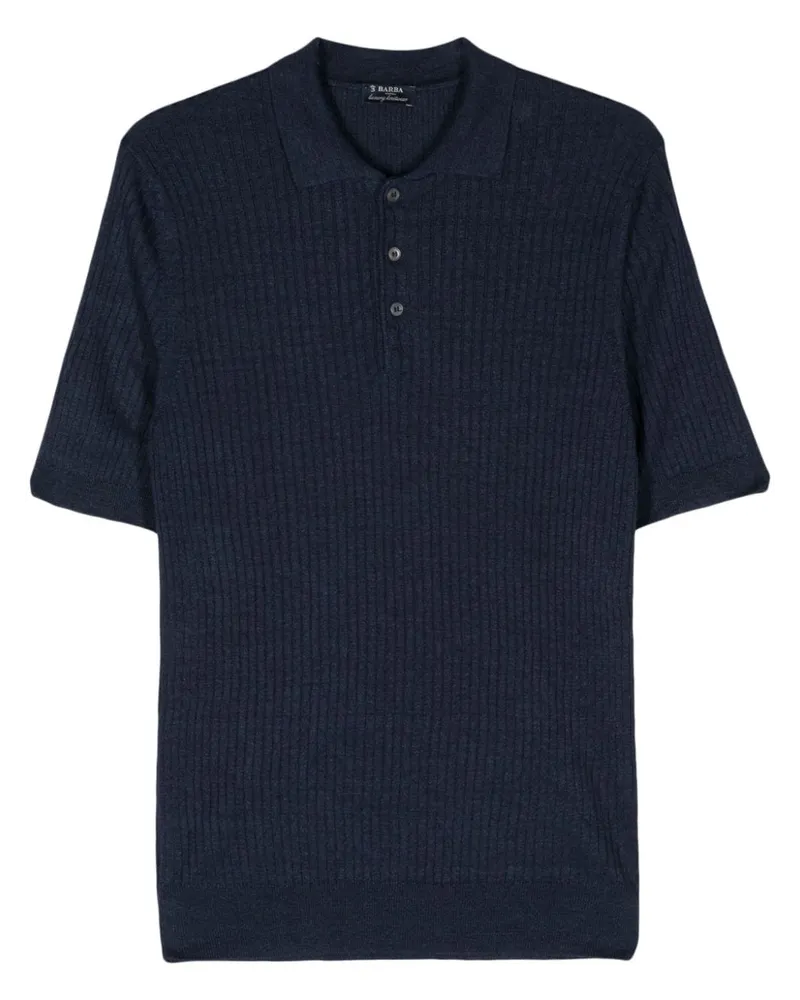 BARBA Poloshirt aus geripptem Strick - Blau Blau