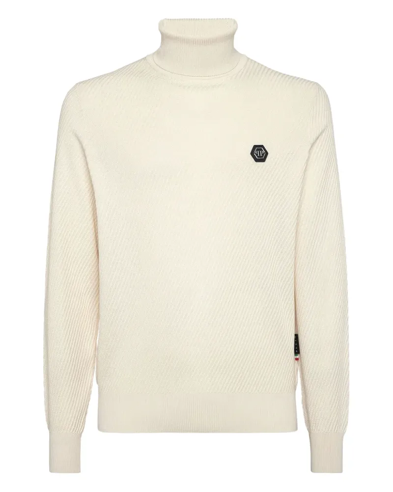 Philipp Plein Gerippter Strickpullover - Weiß Weiß