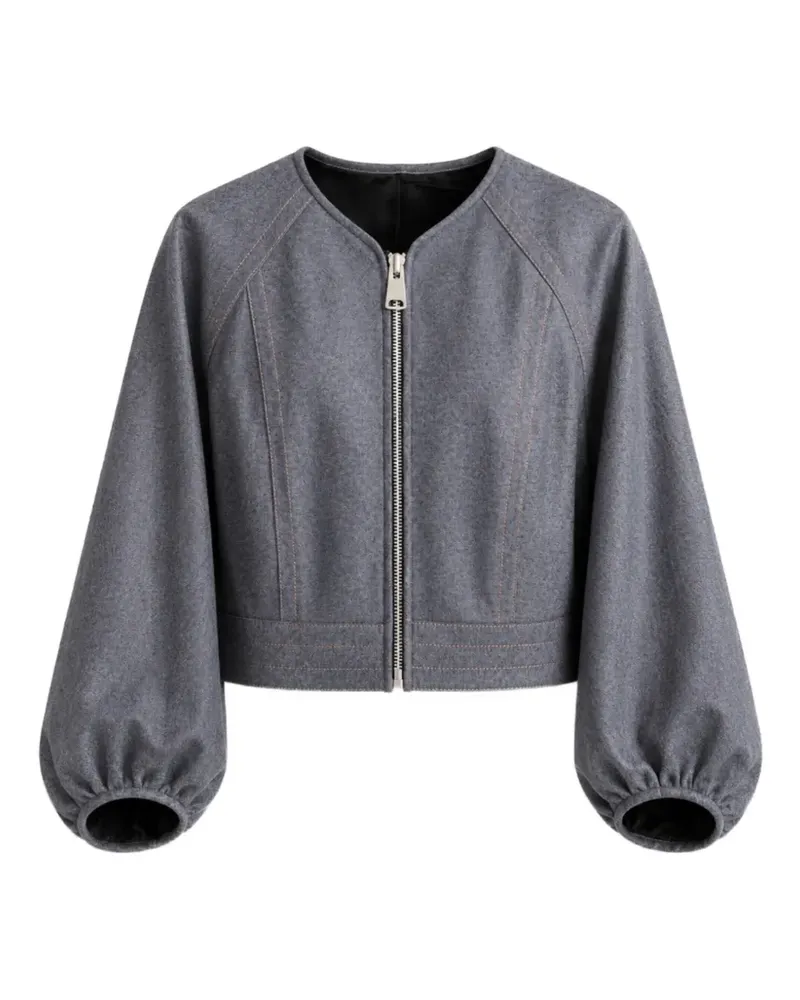 Yigal Azrouel Olive Cropped-Lederjacke mit Puffärmeln - Grau Grau