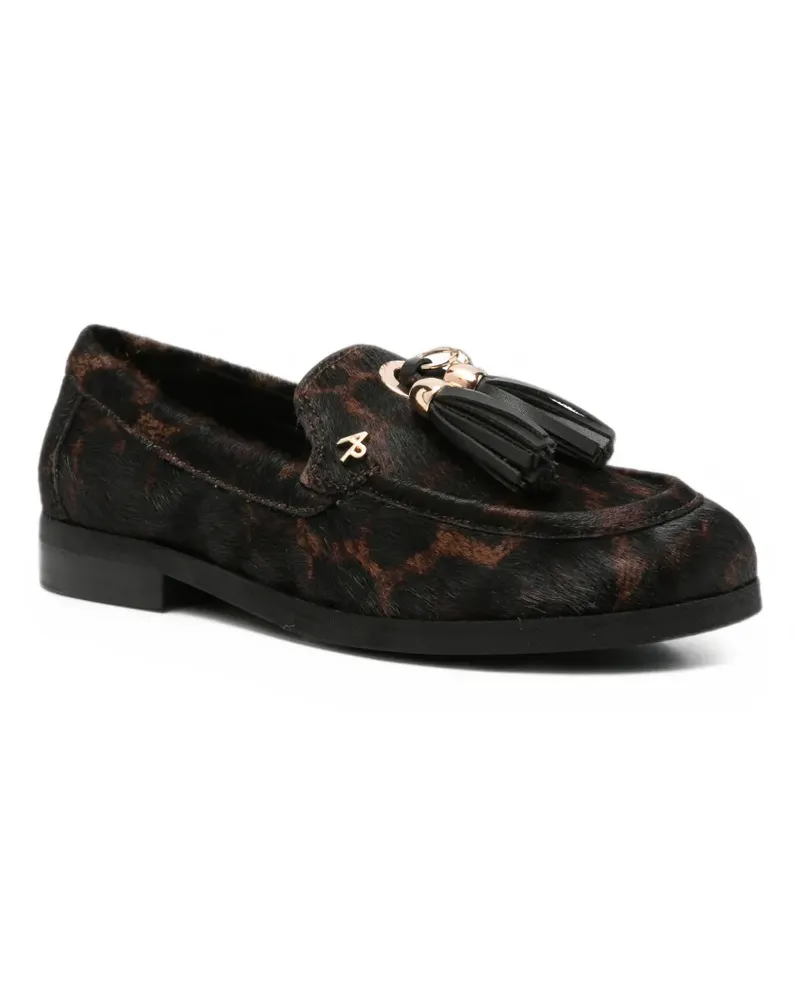 Apepazza tassel-detail leopard-print loafers - Schwarz Schwarz