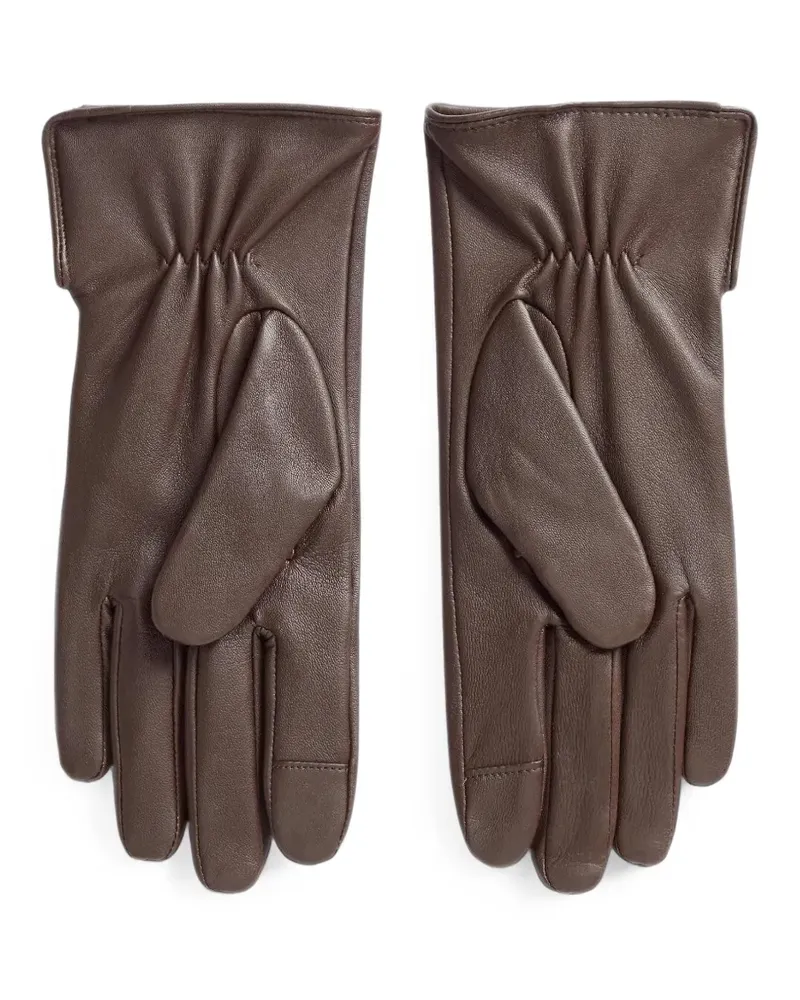 Ralph Lauren button-detail leather gloves - Braun Braun