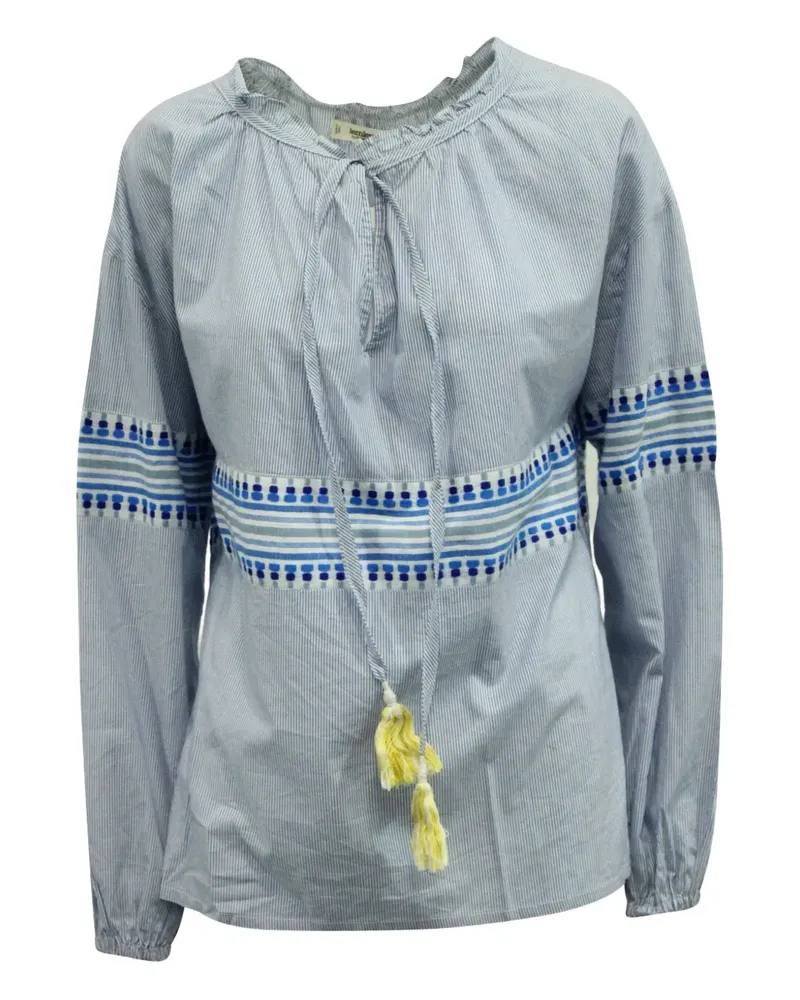 lemlem striped embroidered blouse - Blau Blau