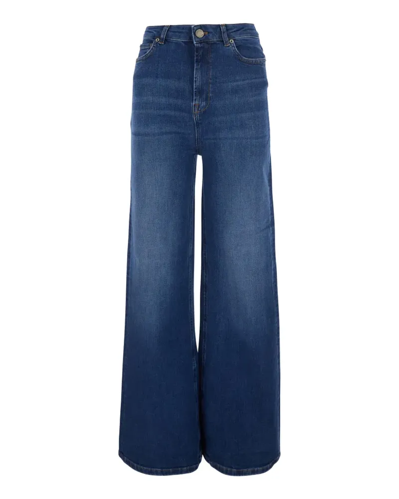 Twin-Set Ausgeblichene Wide-Leg-Jeans - Blau Blau