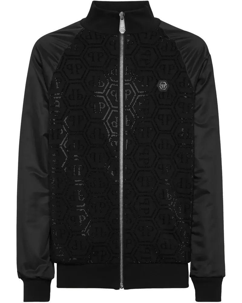 Philipp Plein Jacke mit Logo-Patch - Schwarz Schwarz