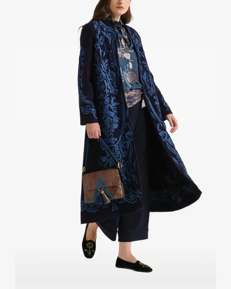 Maliparmi Bestickter Mantel in A-Linie - Blau Blau