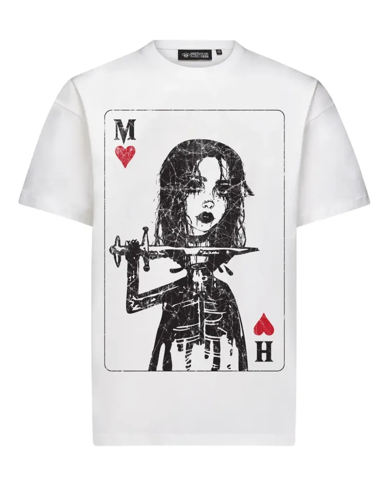 Mostly Heard Rarely Seen Heart Playing Card T-Shirt - Weiß Weiß