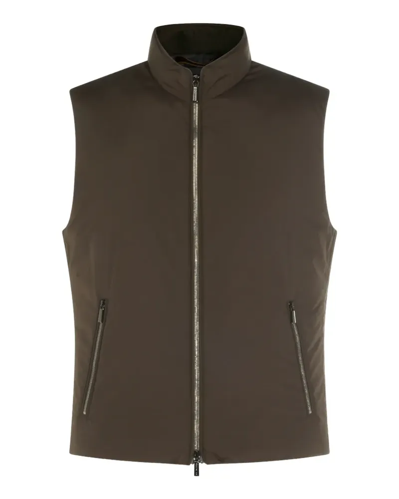 MOORER high-neck zip-up gilet - Braun Braun