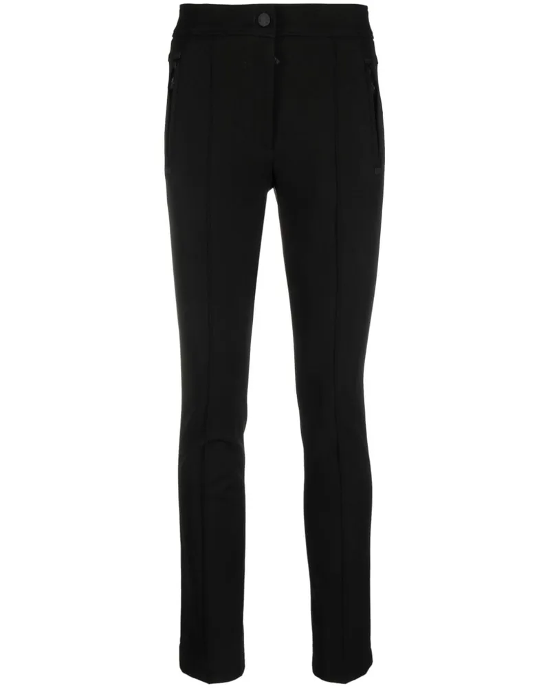 Moncler Halbhohe Hose mit Logo-Patch - Schwarz Schwarz