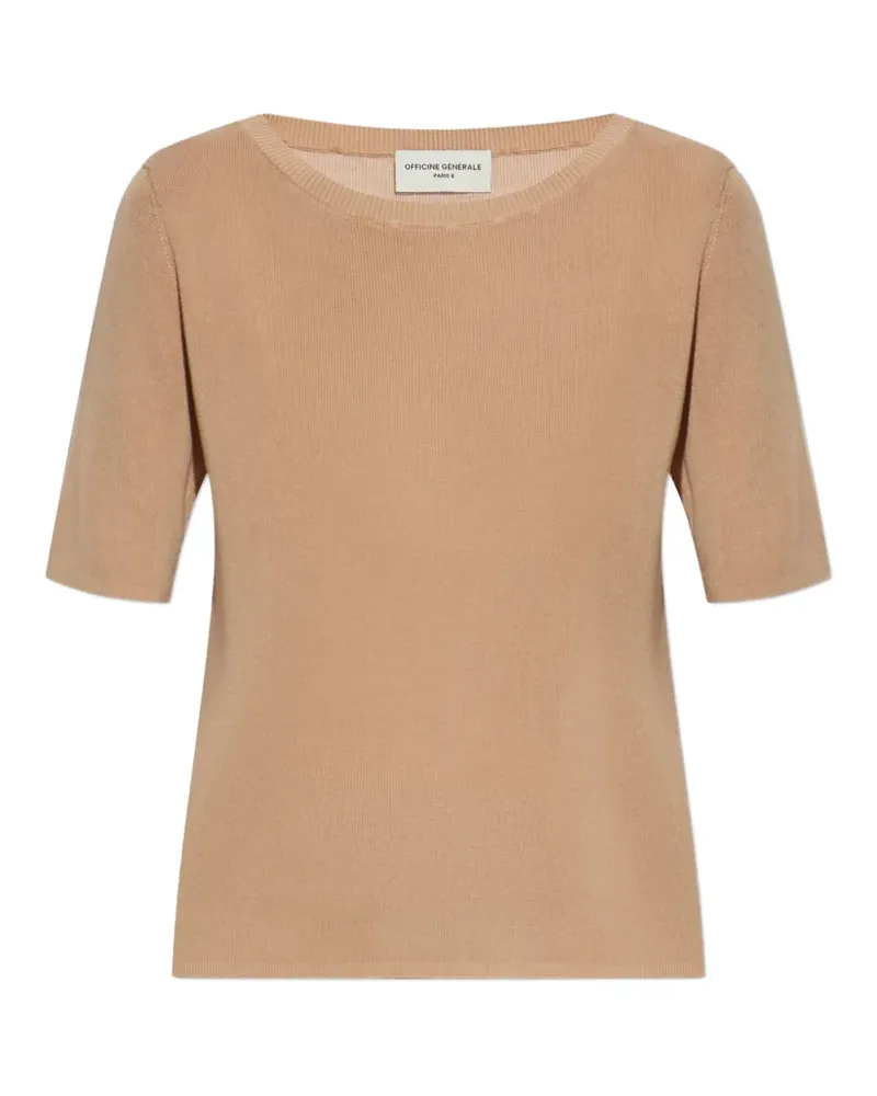 Officine Generale ribbed short-sleeve T-shirt - Nude Nude