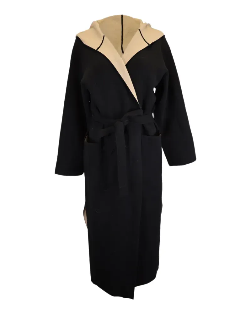 Max Mara belt-detail hooded coat - Schwarz Schwarz