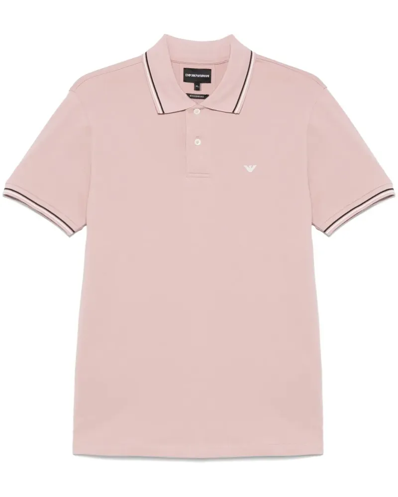Emporio Armani Piqué-Poloshirt mit gestreiftem Detail - Rosa Rosa