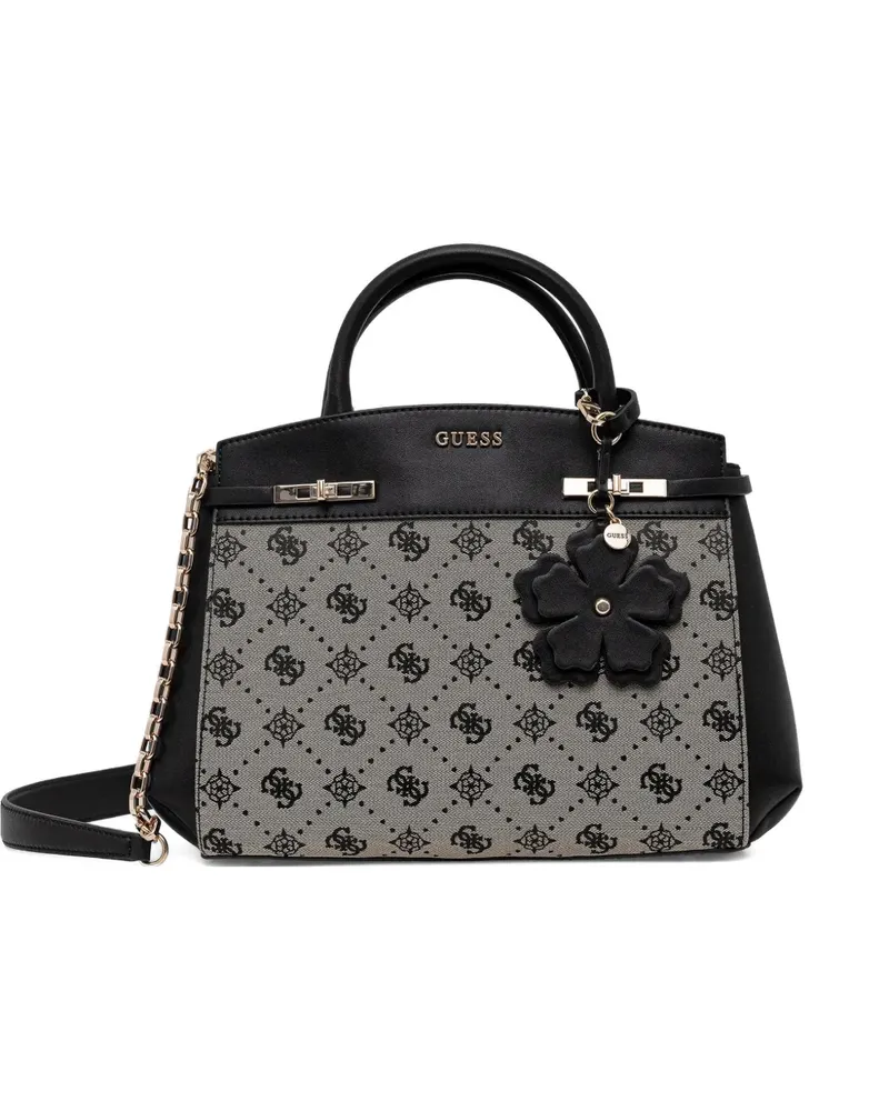 Guess Melinda Tote Bag mit Blumenanhänger - Schwarz Schwarz