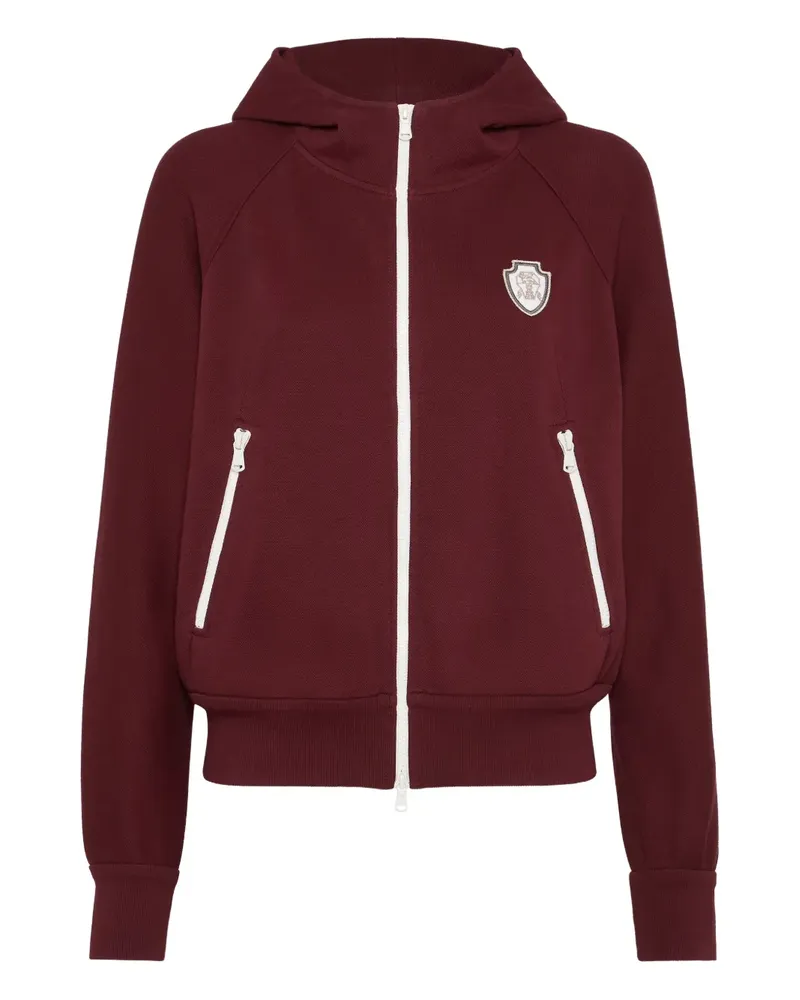 Brunello Cucinelli Kapuzenjacke mit Logo-Patch - Rot Rot