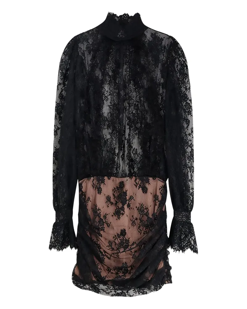 Retrofête lace draped mini dress - Schwarz Schwarz