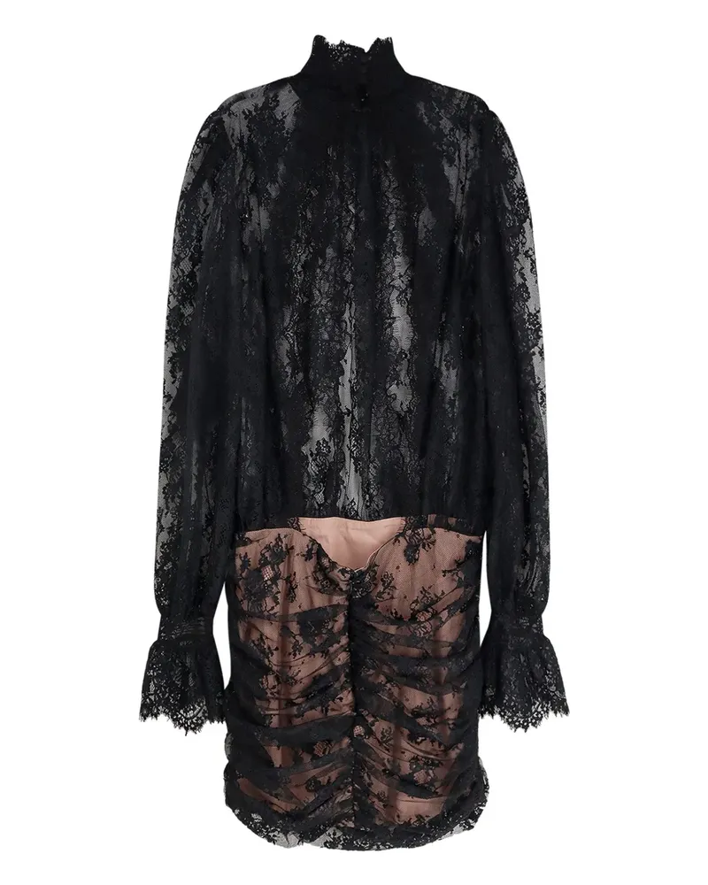 Retrofête Drapiertes Minikleid - Schwarz Schwarz