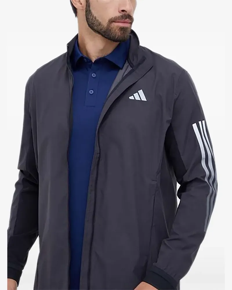 adidas side-stripe zip-up windbreaker - Schwarz Schwarz