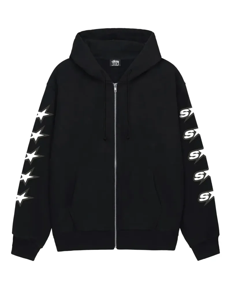 Stüssy Kapuzenjacke mit Sternärmeln - Schwarz Schwarz