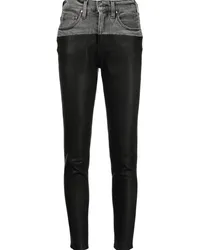 Amiri Skinny-Jeans mit Ledereinsatz Schwarz