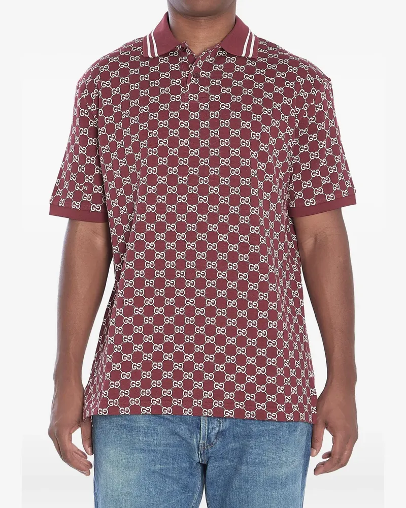 Gucci Geripptes Jacquard-Poloshirt - Rot Rot