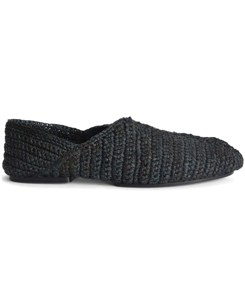 Jil Sander Slipper mit Webmuster - Schwarz Schwarz