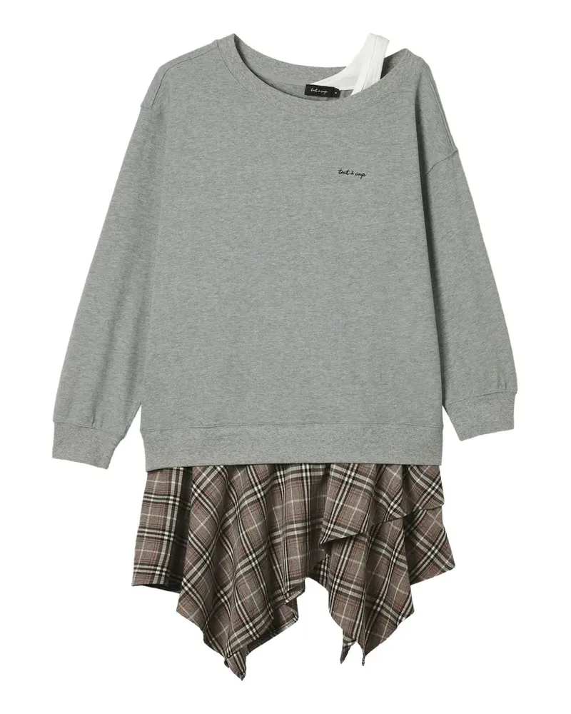 Tout a Coup Midikleid mit Karomuster im Layering-Look - Grau Grau