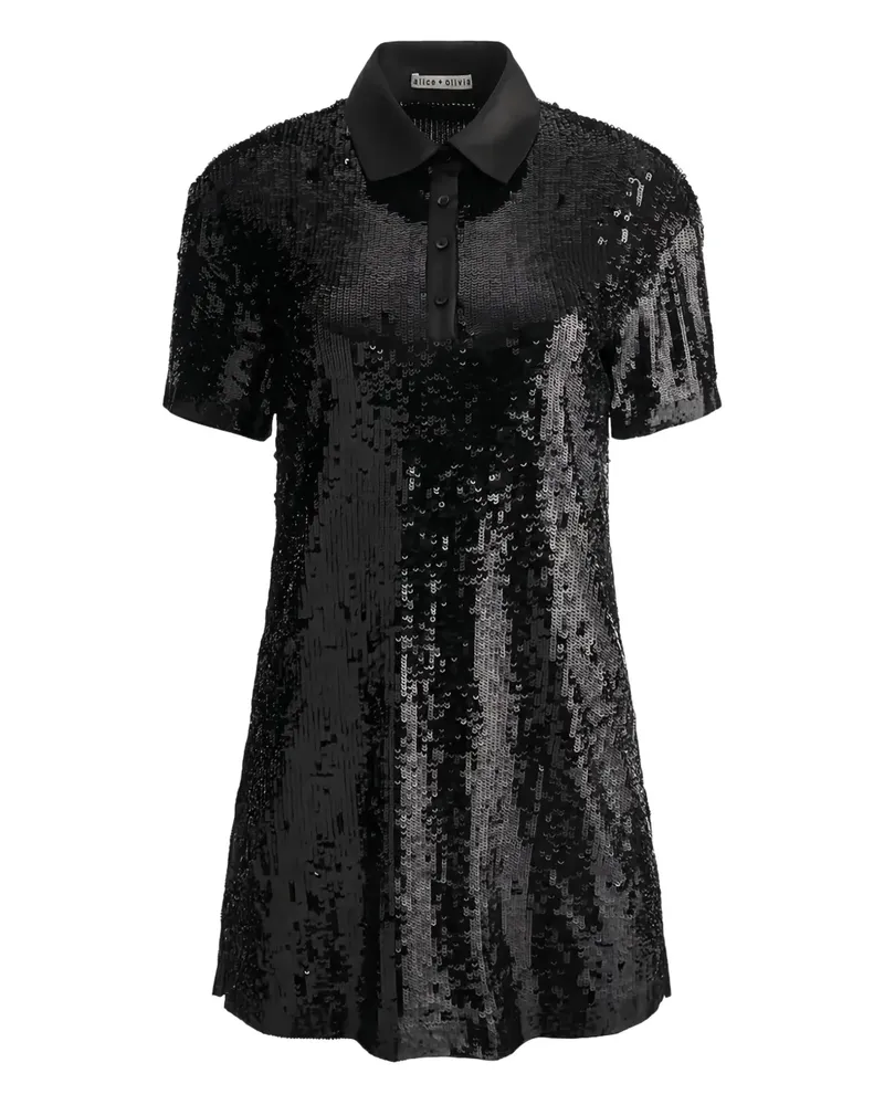 Alice + Olivia sequin collared mini dress - Schwarz Schwarz