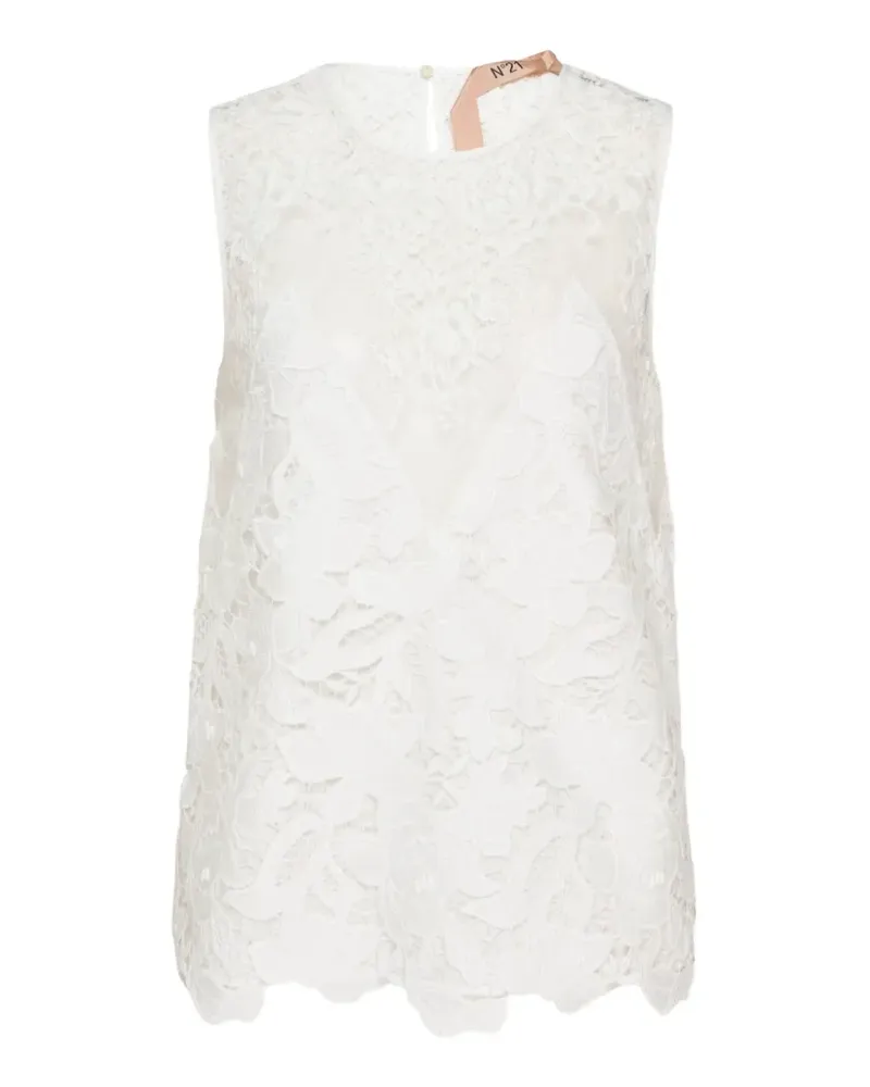 N° 21 floral-lace sleeveless top - Nude Nude