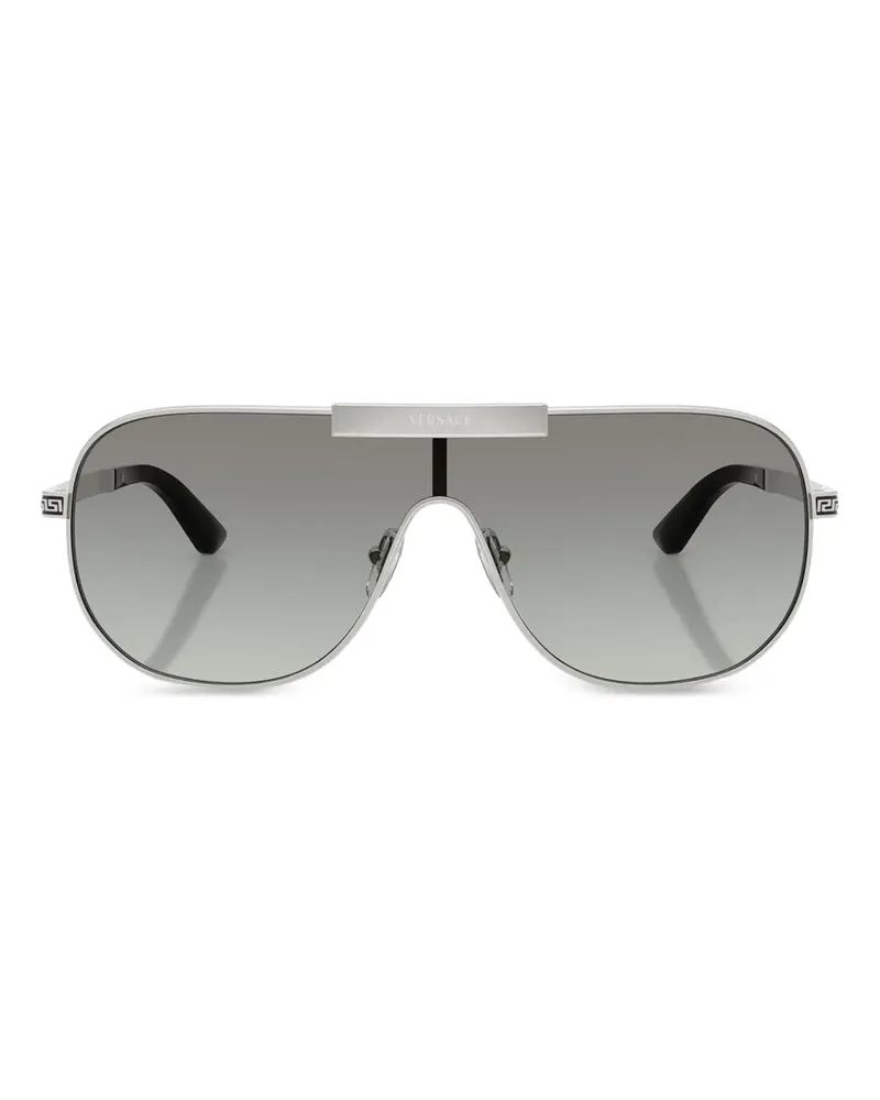 Versace Sonnenbrille mit geometrischem Gestell - Silber Silber