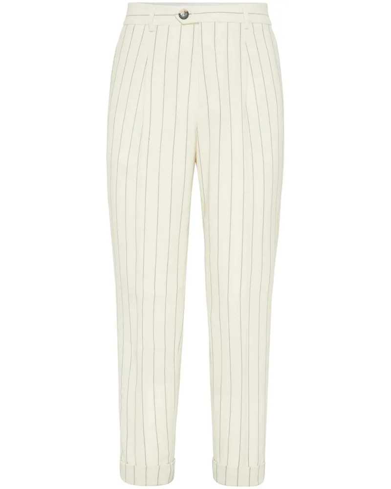 Brunello Cucinelli Gestreifte Hose - Weiß Weiß