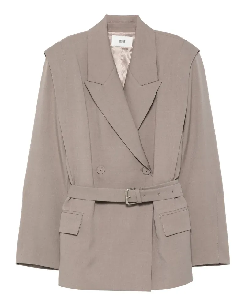 SOLOTRE belted double-breasted jacket - Nude Nude