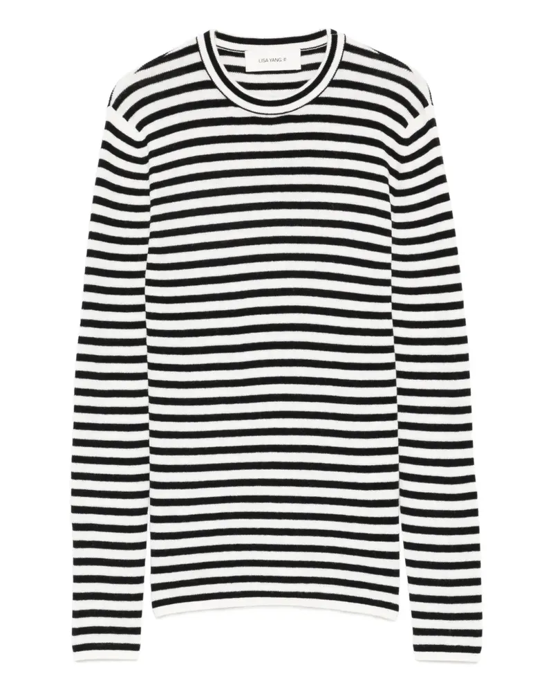 Lisa Yang striped crew-neck top - Weiß Weiß