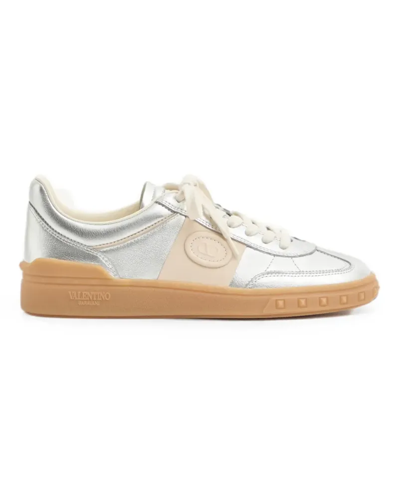 Valentino Garavani Upvillage Sneakers aus laminiertem Kalbsleder mit Nappaleder-Band - Silber Silber