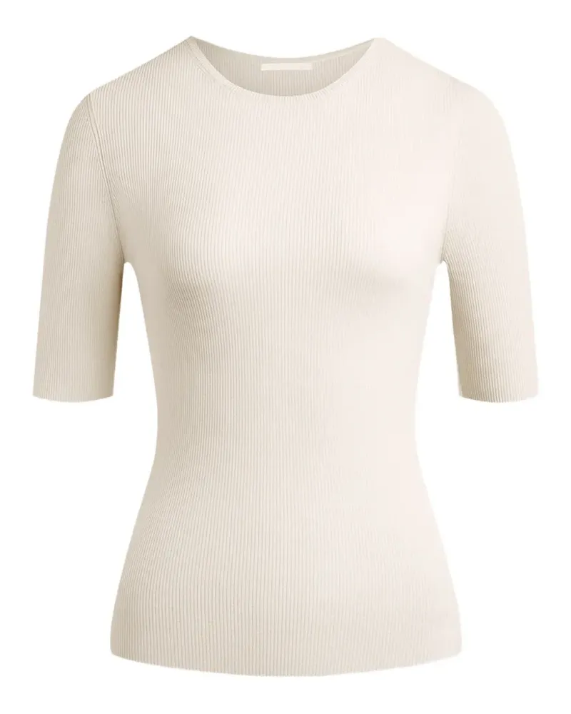 12 STOREEZ Geripptes Souffle Strickoberteil - Nude Nude