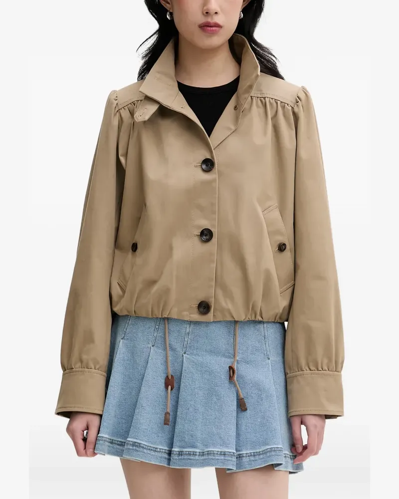 Miss Sixty gathered button-up trench jacket - Nude Nude