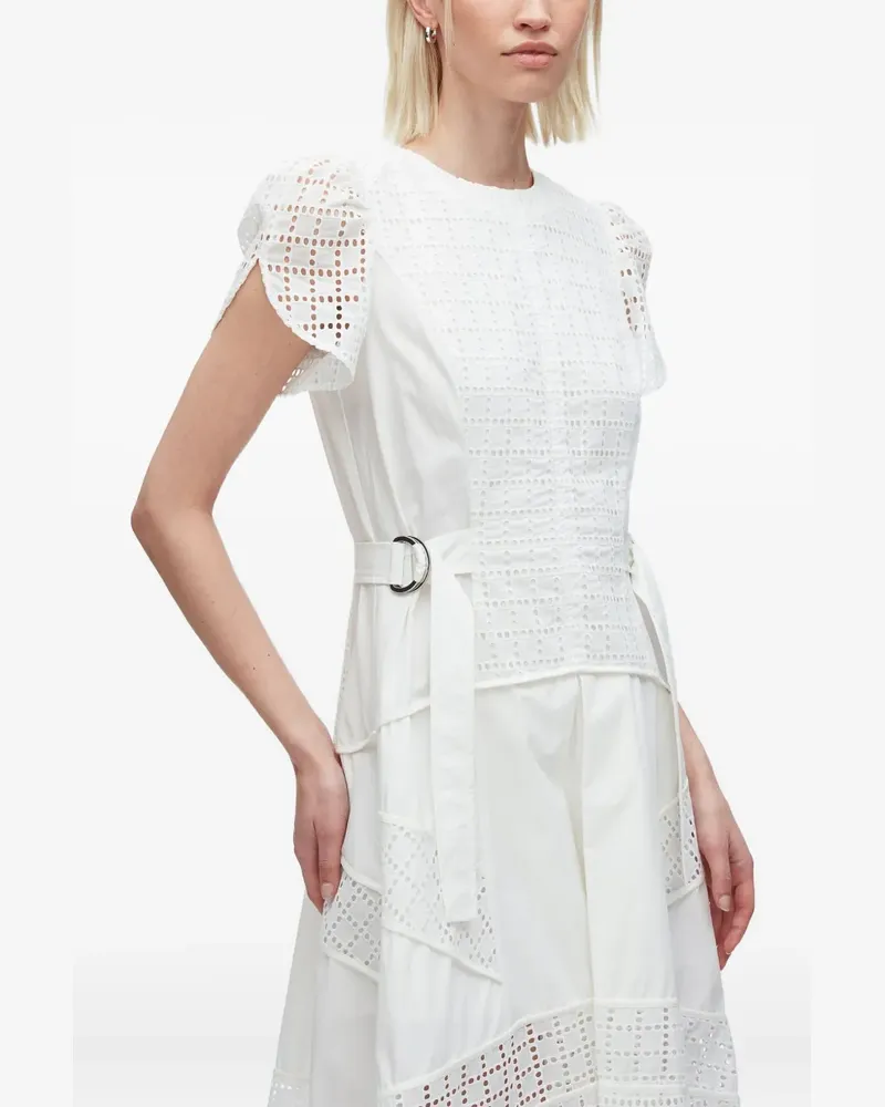 3.1 phillip lim eyelet-embroidered belted midi dress - Weiß Weiß