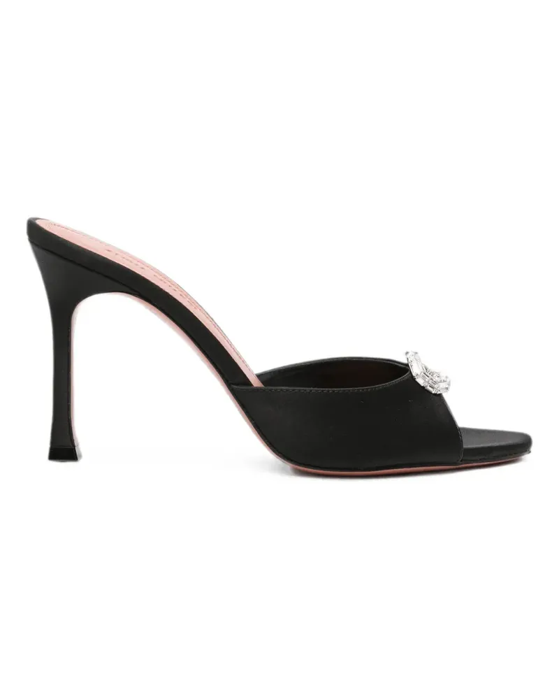 Amina Muaddi Mini Camelia crystal-buckle satin sandals - Schwarz Schwarz